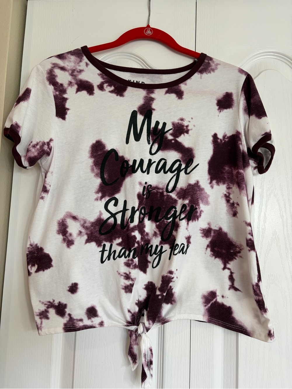 Tie-Dye Tie-Front Graphic Tee - White & Plum